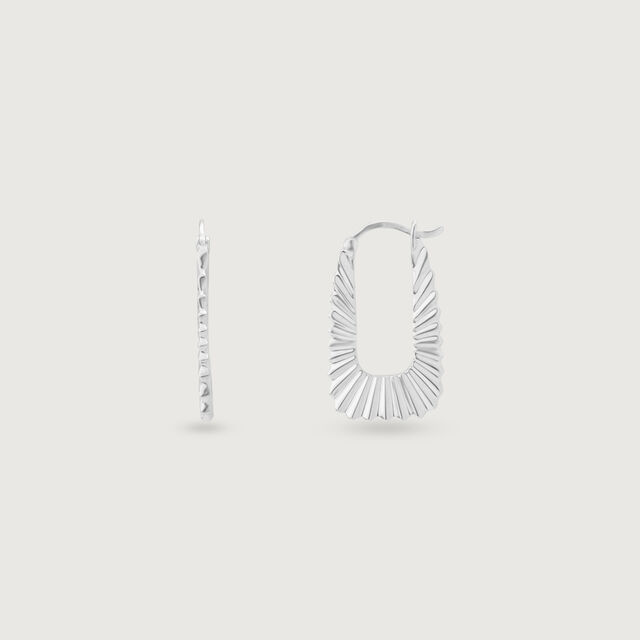Radiant Wave Silver Hoop Earrings,,hi-res image number null