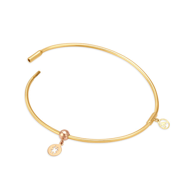 14KT Yellow-Rose Gold Bangle With Charm,,hi-res view 4