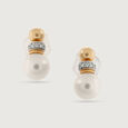 Elegant Pearl Gold & Diamond Drop Earrings,,hi-res view 3