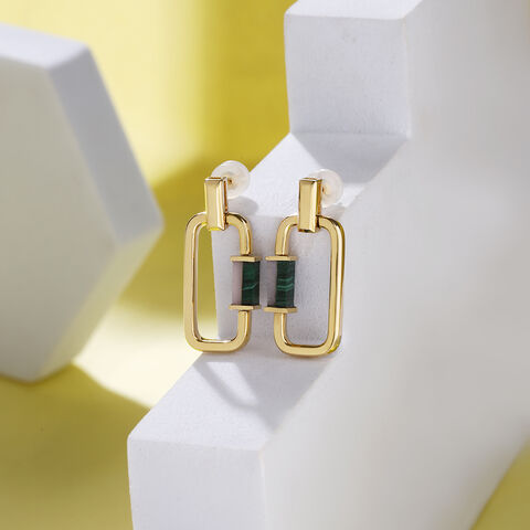 Dynamic Switch Malachite to Opal 18 KT Drop Earring