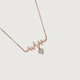14KT Rose Gold Heartbeat Diamond Pendant With Chain,,hi-res view 4