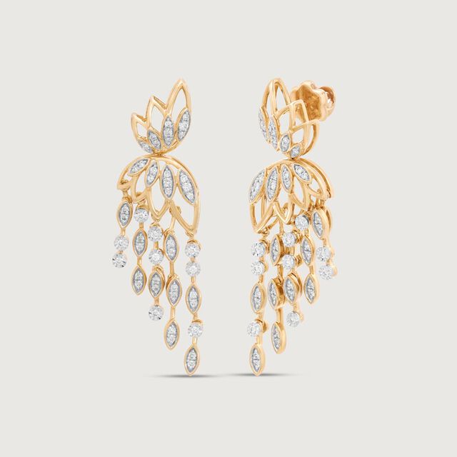 Lotus Cascade Diamond Drop Earrings,,hi-res image number null