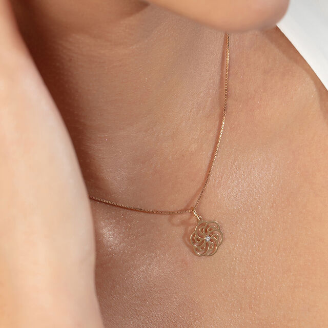 Elegant Floral Gold & Diamond Pendant,,hi-res image number null