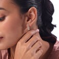Intricate Lattice Gold & Diamond Stud Earrings,,hi-res view 2