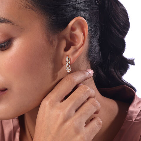 Intricate Lattice Gold & Diamond Stud Earrings