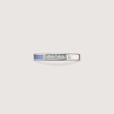 Playful Geometric Opal Silver Ring