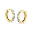 14KT Yellow Gold Diamond Hoop Earrings,,hi-res view 1