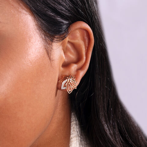 Flourishing Elegance Diamond 14KT Yellow Gold Stud Earrings