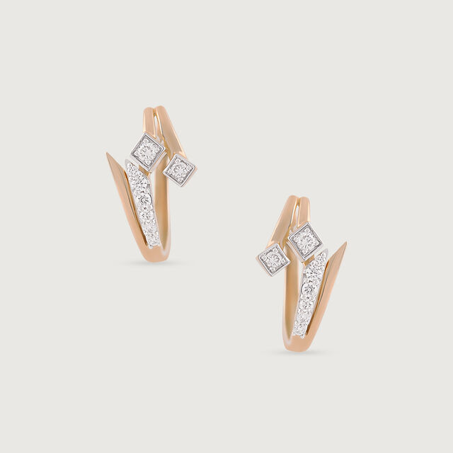 Groovy Glimmer Gold & Diamond Hoop Earrings,,hi-res image number null