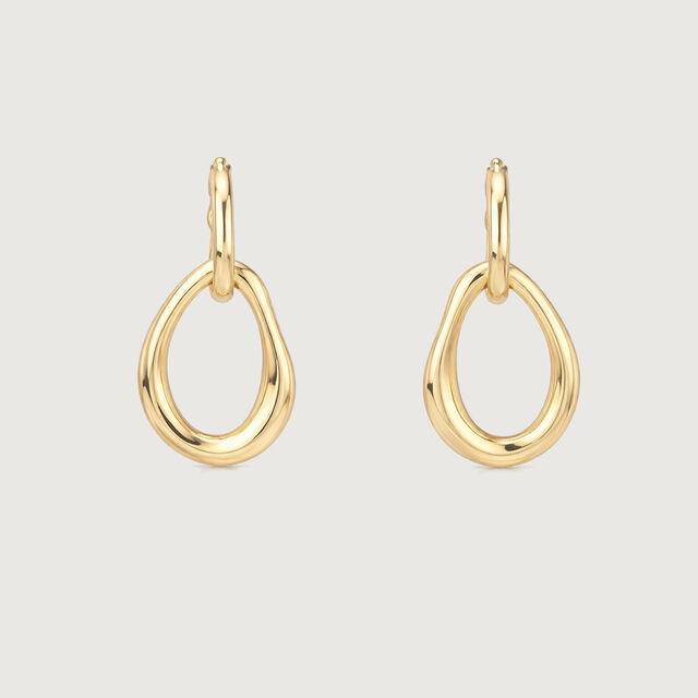 Fluid Drop Gold Hoop Earrings,,hi-res image number null