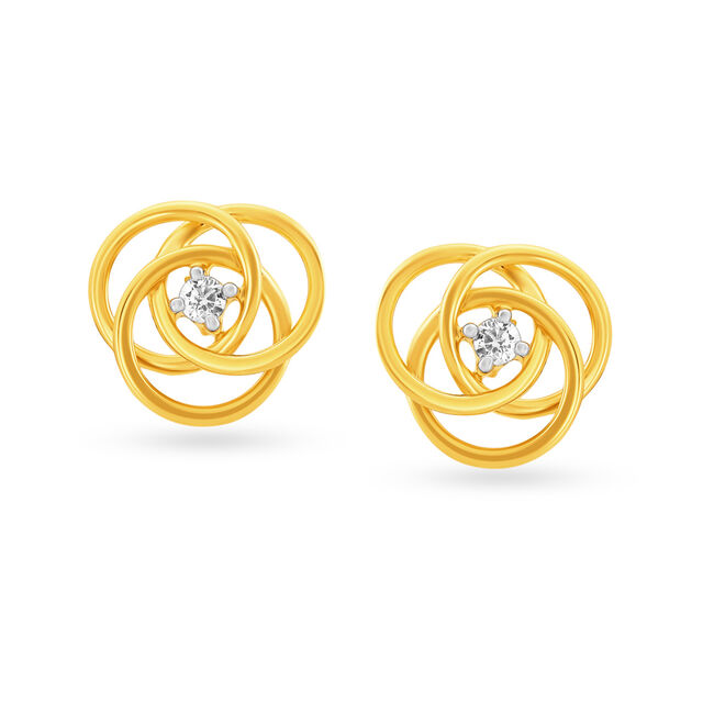 Contemporary Spiral Diamond Stud Earrings,,hi-res view 2