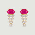 Red Luminous Gold Stud Earrings,,hi-res view 1