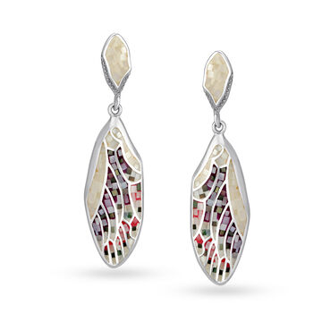 Silver Drop Earrings with Pearl