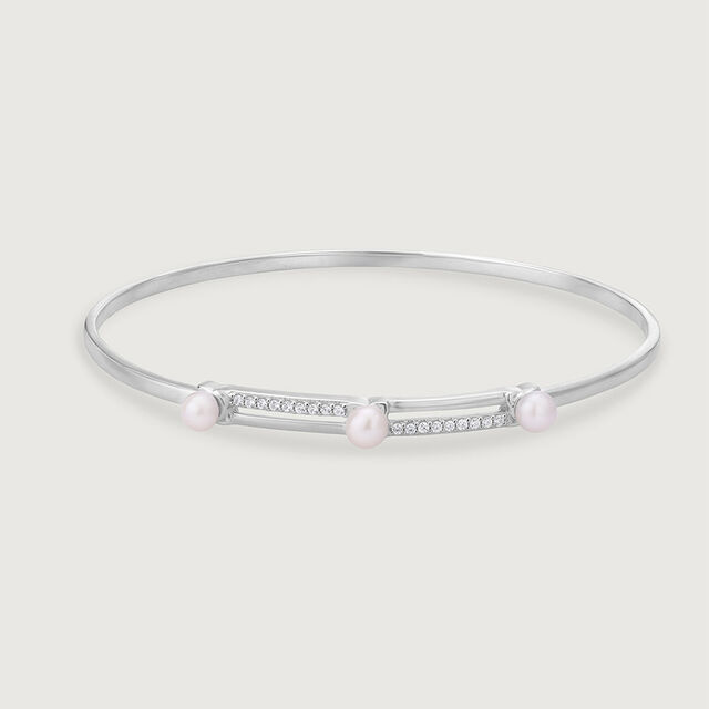 Elegant Pearl Silver Bangle,,hi-res image number null