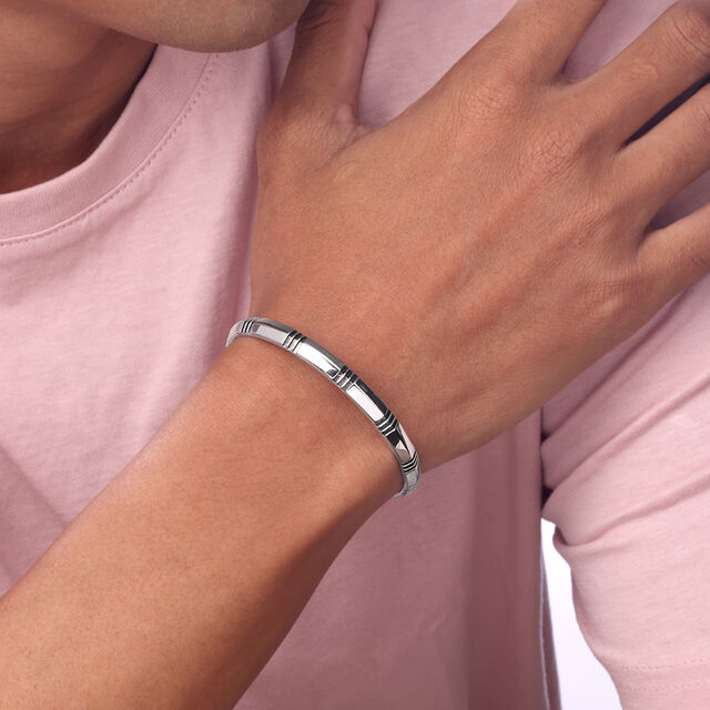 Striped Accent Silver Kada,,hi-res image number null