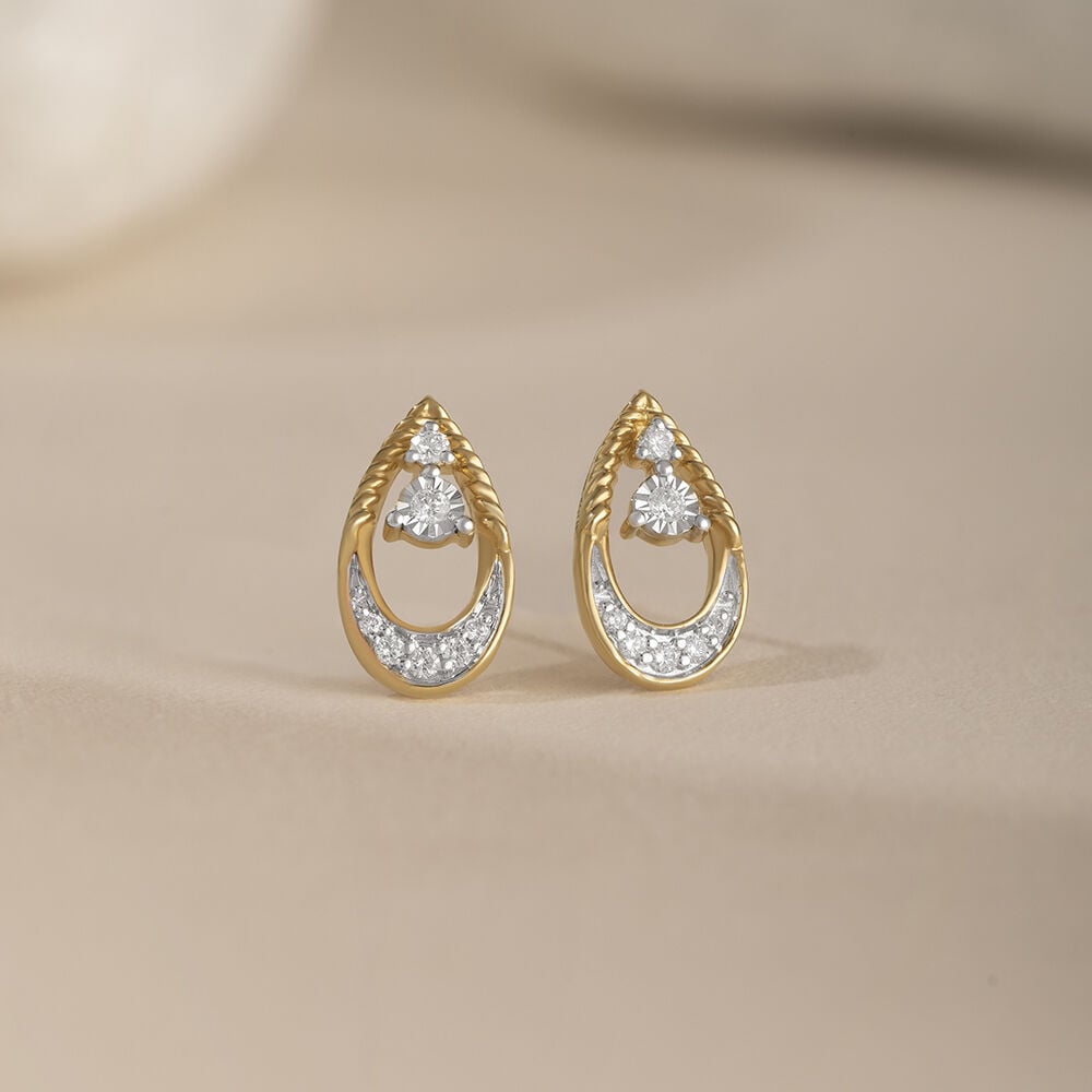 Buy Teardrop Unity Gold & Diamond Stud Earrings Online | Mia by