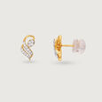 Elegant Swirl Gold & Diamond Stud Earrings,,hi-res view 4