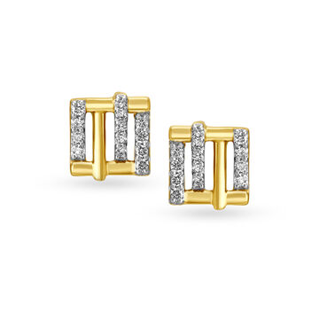 14KT Yellow Gold Diamond Stud Earrings