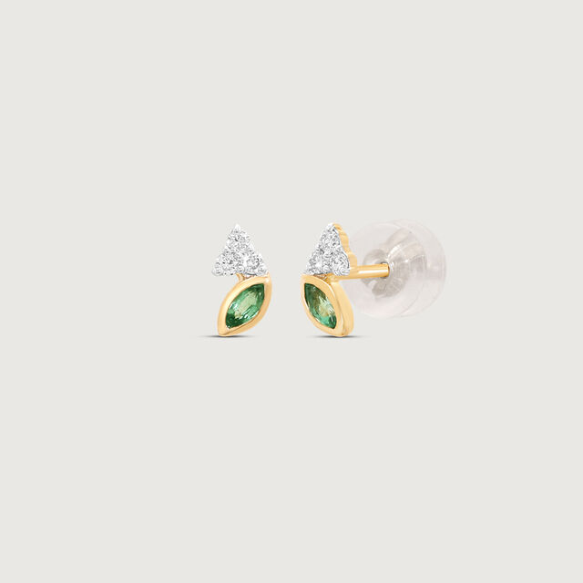 Emerald Glint Diamond Stud Earrings,,hi-res image number null