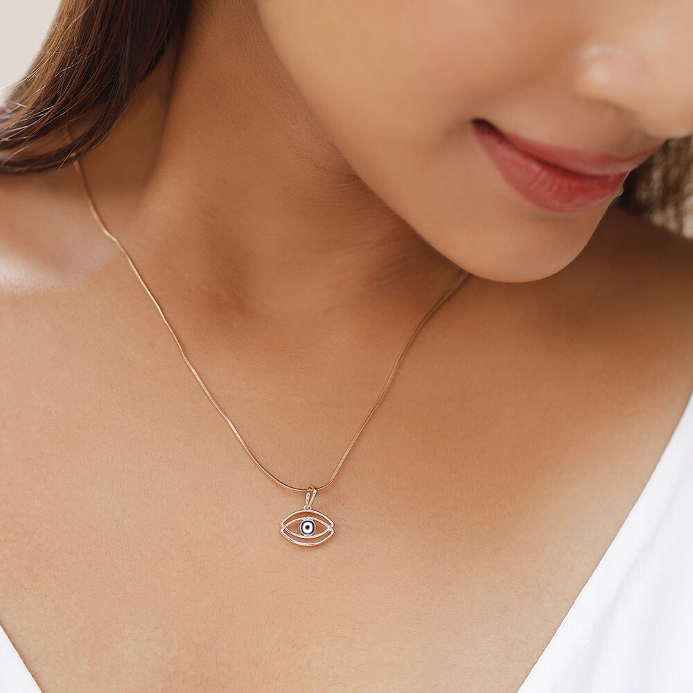 14KT Yellow Gold Layered Evil Eye Pendant