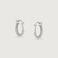 Sculpted Gleam Silver Hoop Earrings,,hi-res view 3