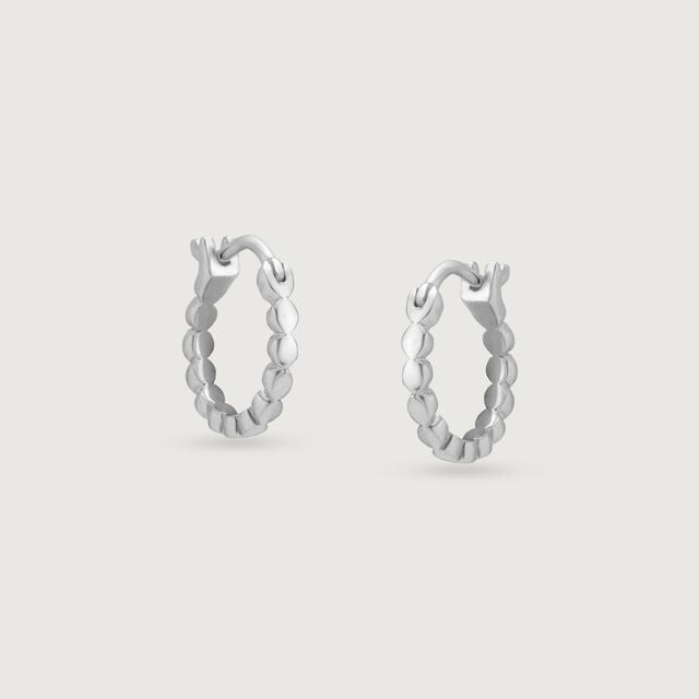 Sculpted Gleam Silver Hoop Earrings,,hi-res image number null