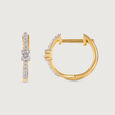 Vibrant Sleek Gold & Diamond Hoop Earrings,,hi-res view 4