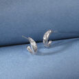 Textured Bold Silver Hoop Earrings,,hi-res view 1