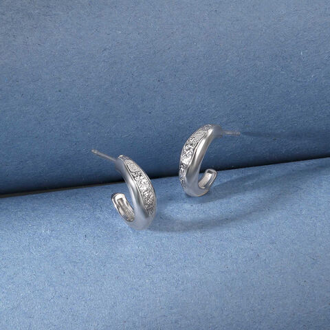 Textured Bold Silver Hoop Earrings