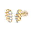 14KT Yellow Gold spiral sparkle Diamond Stud Earring,,hi-res view 3