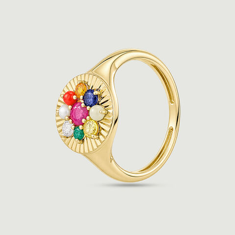 Glowing Navaratna Diamond Ring