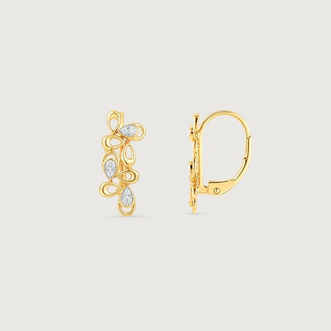 Playful Petal Diamond Hoop Earrings