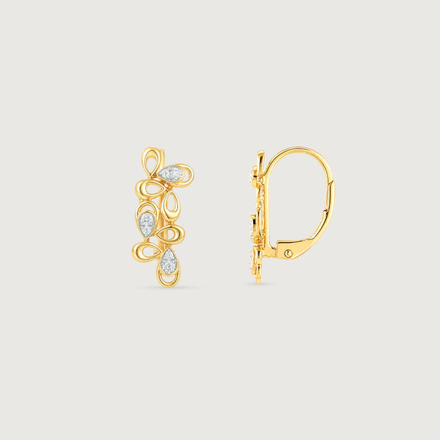 Playful Petal Diamond Hoop Earrings,,hi-res image number null
