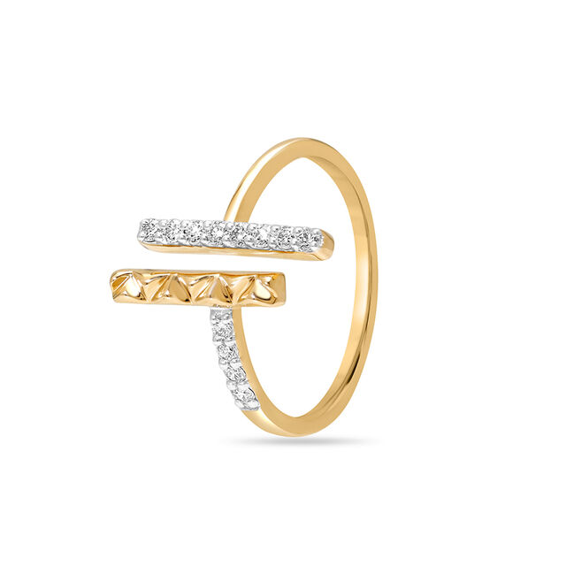 14KT Yellow Gold Luminous Lines Diamond Finger Ring,,hi-res image number null