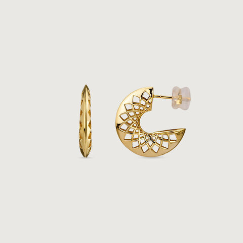 Sculpted Lattice Gold Hoop Earrings