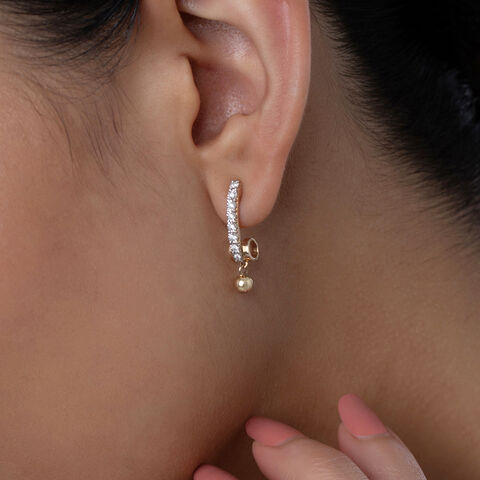 Dual Tone Gold & Diamond Drop Earrings