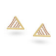 14KT Yellow & Rose Gold Stud Earrings with Triangle Design,,hi-res view 1