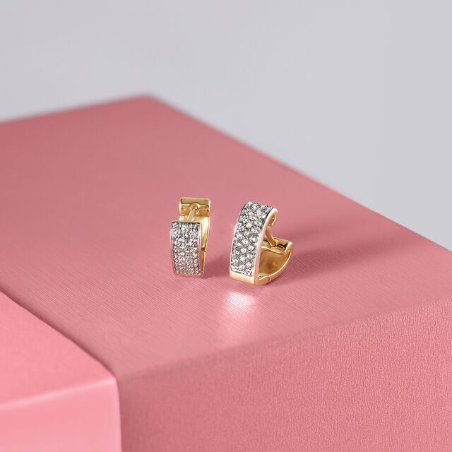 Modern Luxe Gold & Diamond Hoop Earrings,,hi-res image number null