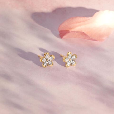 Petal Glow Diamond Stud Earrings