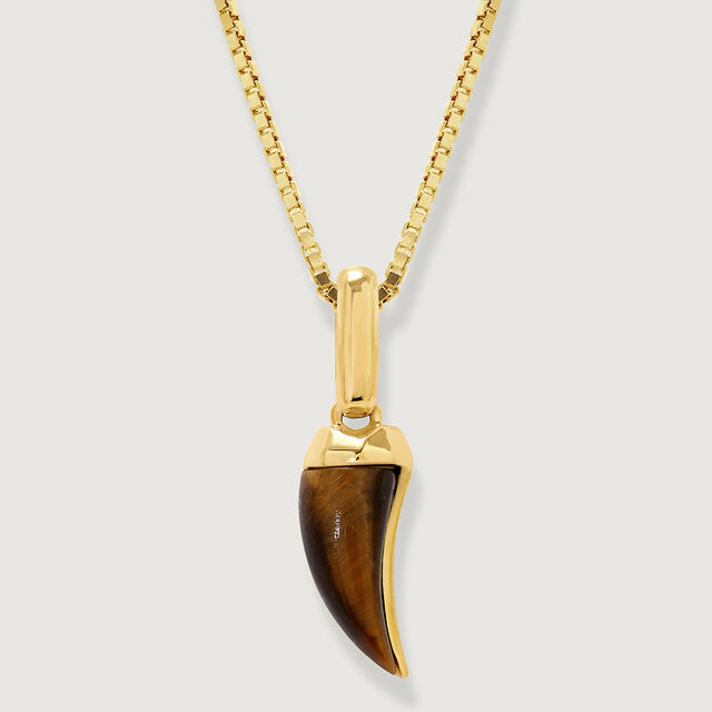 Wild Elegance Tiger Eye 18KT Tusk Pendant,,hi-res image number null