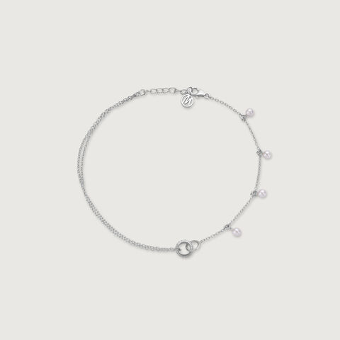 Twin Charm Silver Anklet