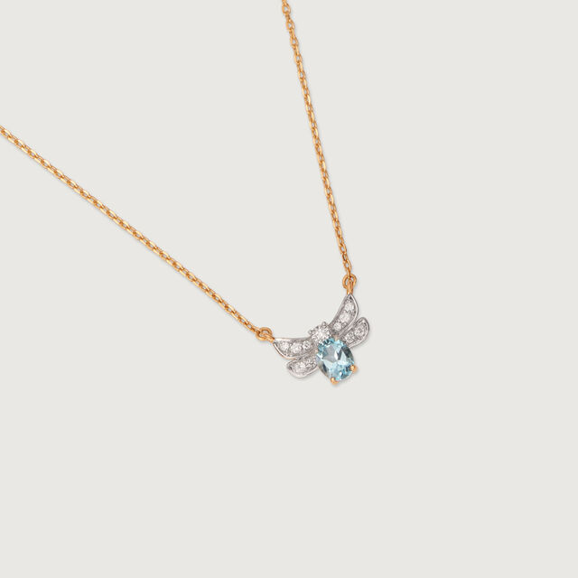 Butterfly Bliss 14KT Blue Topaz Diamond Pendant and Chain,,hi-res image number null