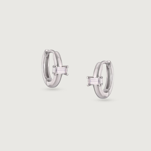 Sleek Glimmer Silver Earrings,,hi-res image number null