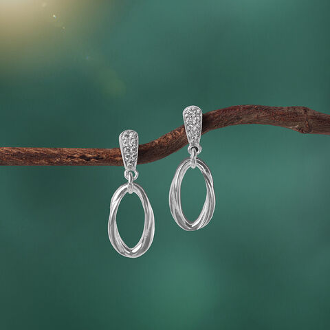 Twisted Flow Silver Drop Earrings