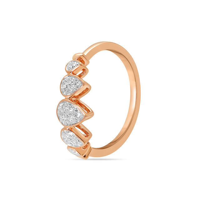 14KT Rose Gold Glistening Rain Droplet Diamond Finger Ring,,hi-res image number null