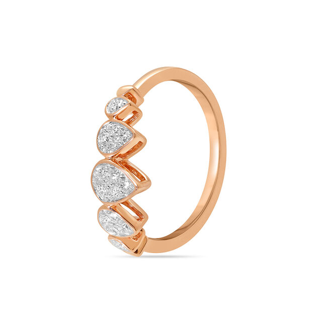14KT Rose Gold Glistening Rain Droplet Diamond Finger Ring,,hi-res view 3