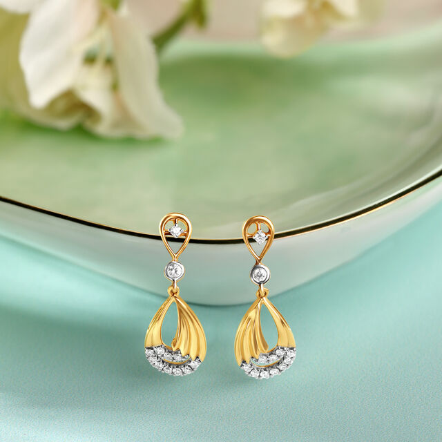 Yellow Gold Drop Earrings Design Gold Danglers Tanishq
