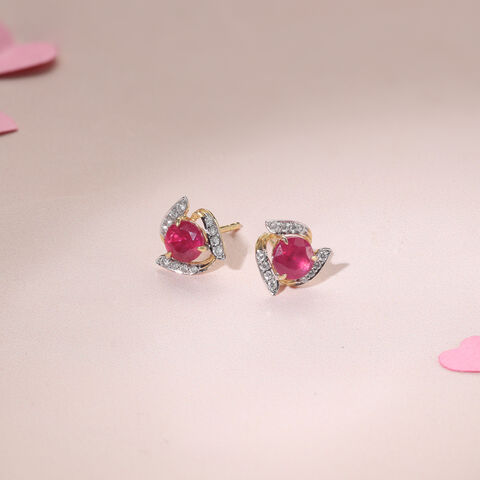 Ruby Rush Diamond & Gold Stud Earrings