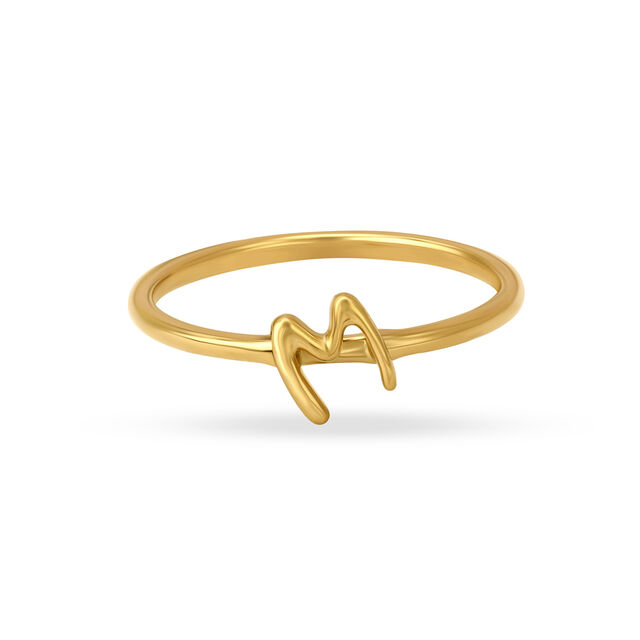 Letter M 14KT Yellow Gold Initial Ring,,hi-res view 2