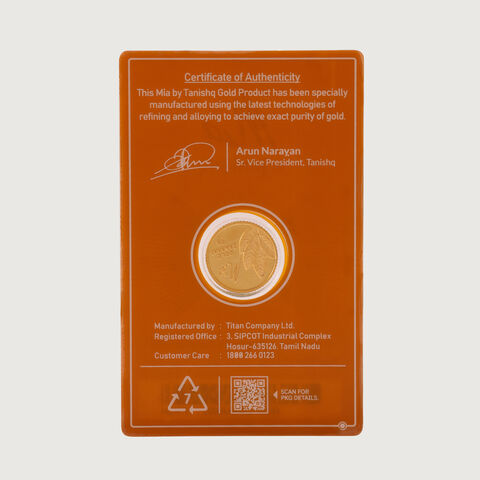 5 gm 24 Karat Mango Leaf Gold Coin (9999 Purity)